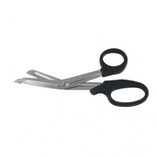 Universal Bandage Scissor Plastic Handle - Black Stainless Steel, 14.5 cm - 5 3/4"